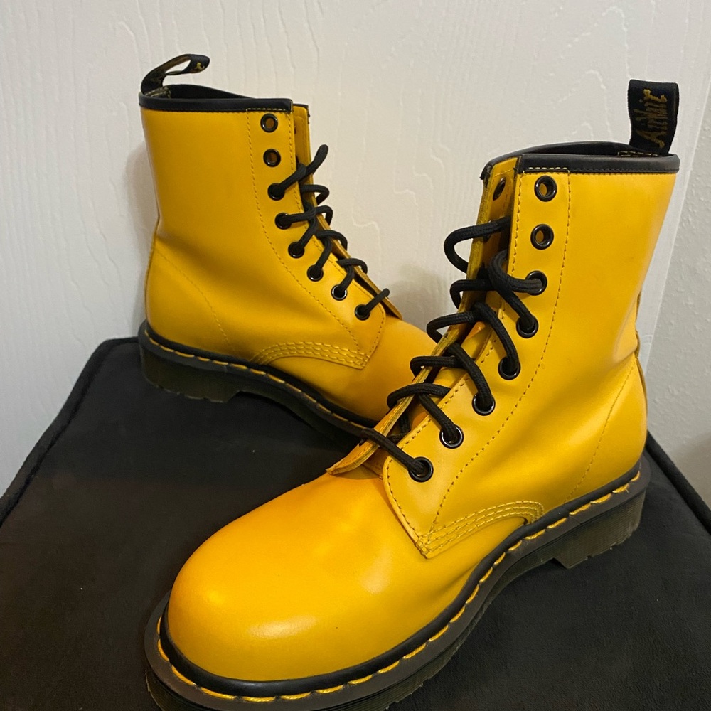Dr. Martens Yellow Boots with Black Accents